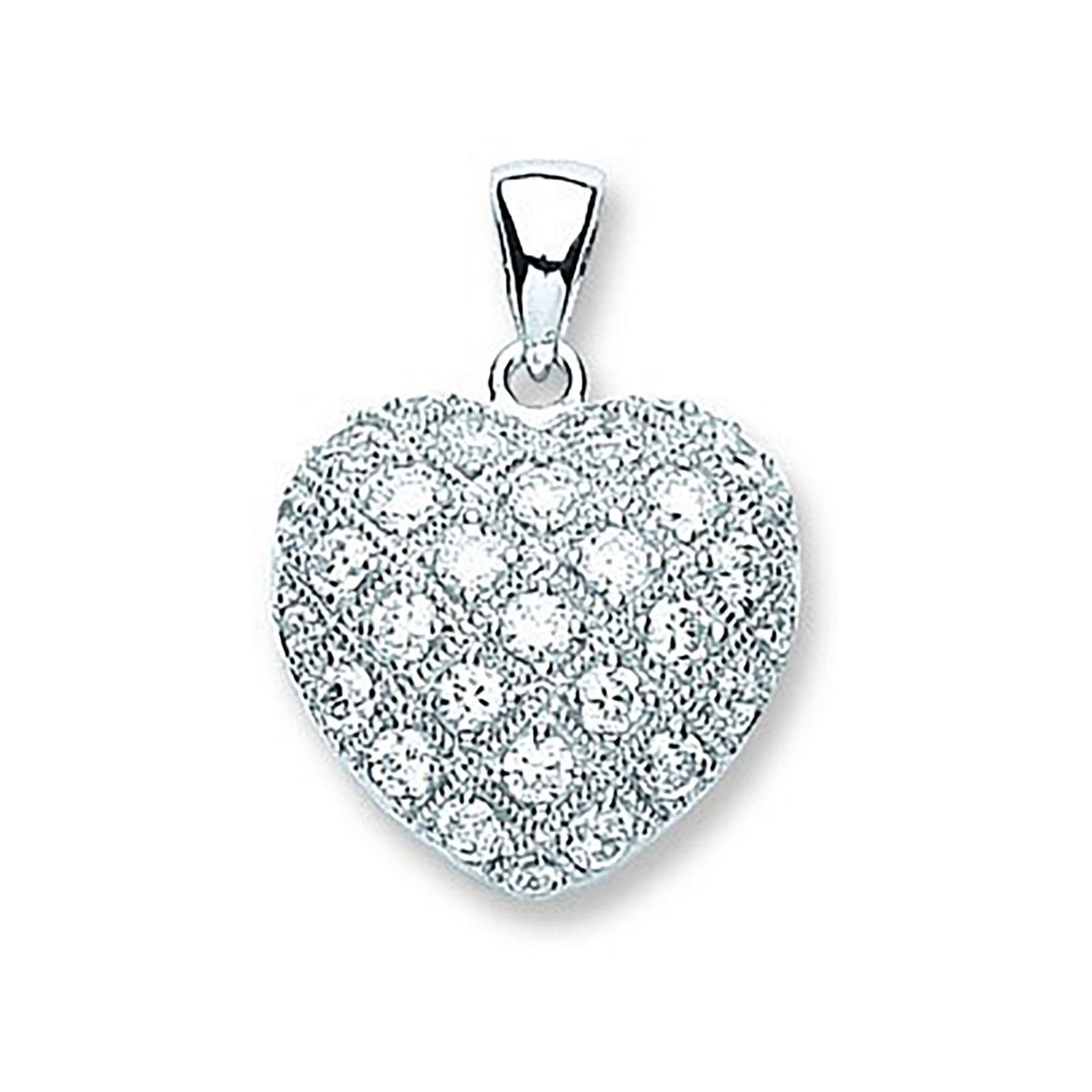 Silver Fancy Cubic Zirconia Heart Pendant - Fine Necklace - Certified Authentic - Swiss Made – Luxury Jewellery by Imp